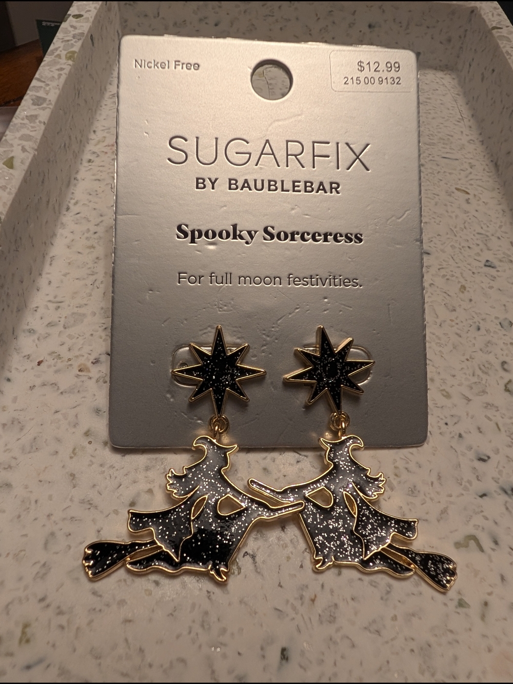 Sugarfix By BaubleBar Spooky Sorceress Black & Gold Witch Earrings Halloween